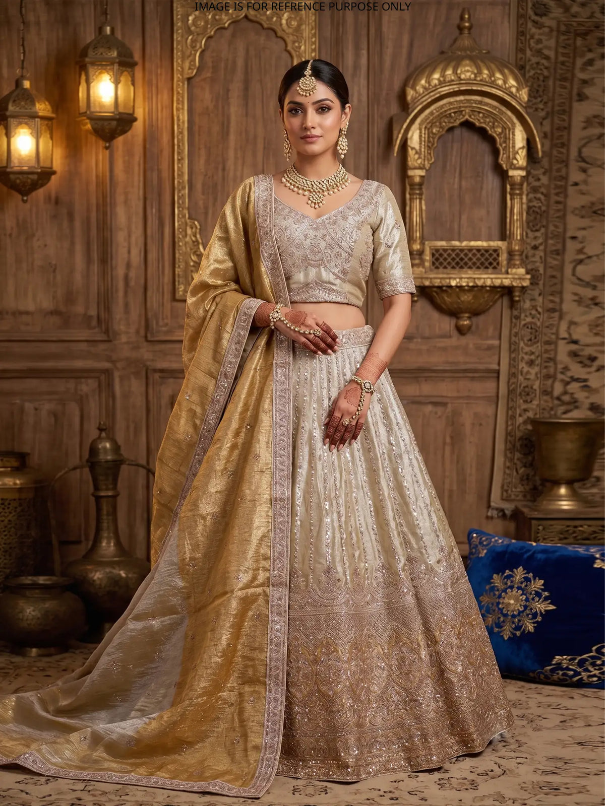 The Two Tone Edit Unstitched Silk Lehenga In Bead Cut Dana Embroidery