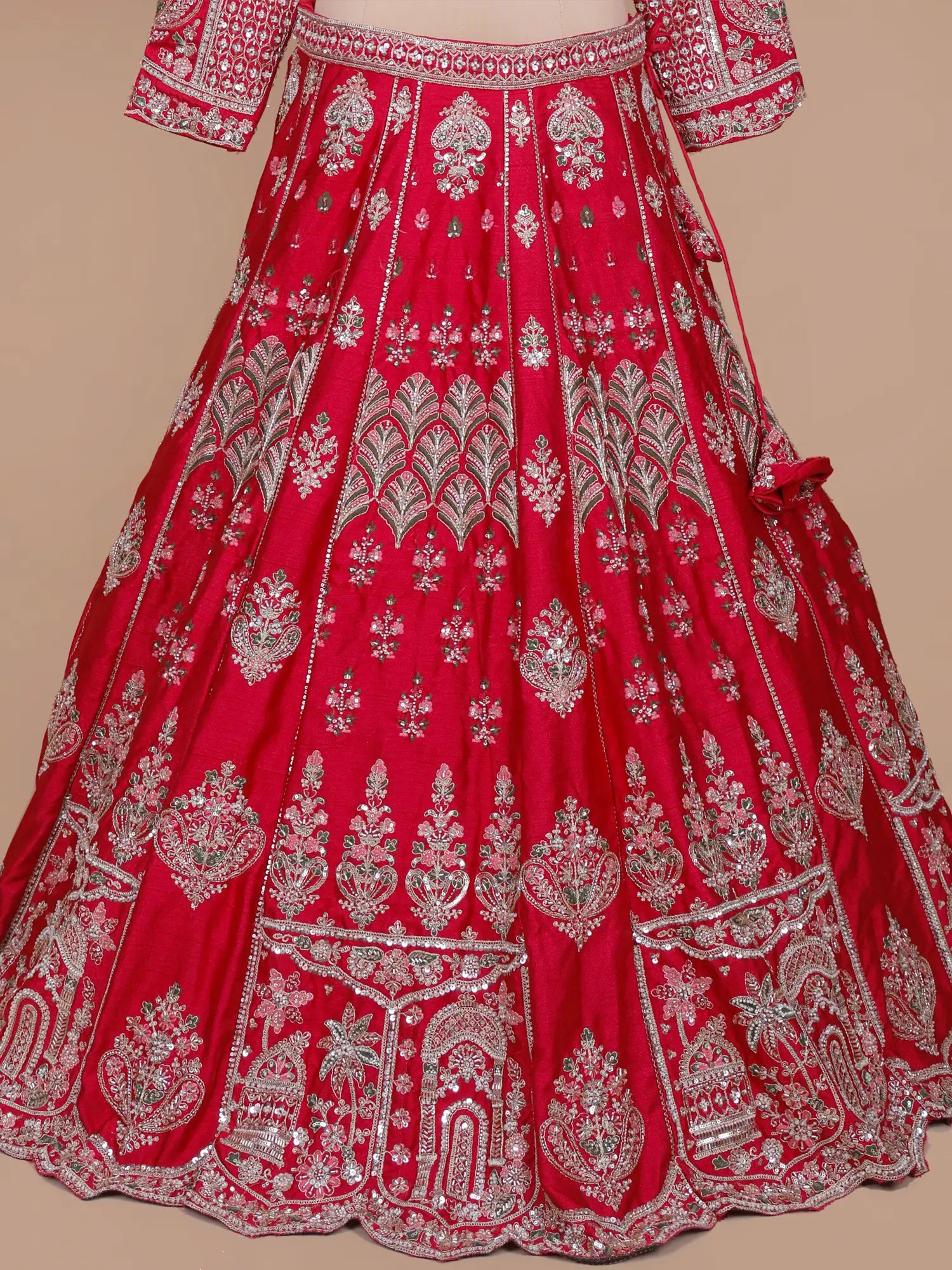 Royal Red Raw Silk Lehenga Choli With Rich Handwork