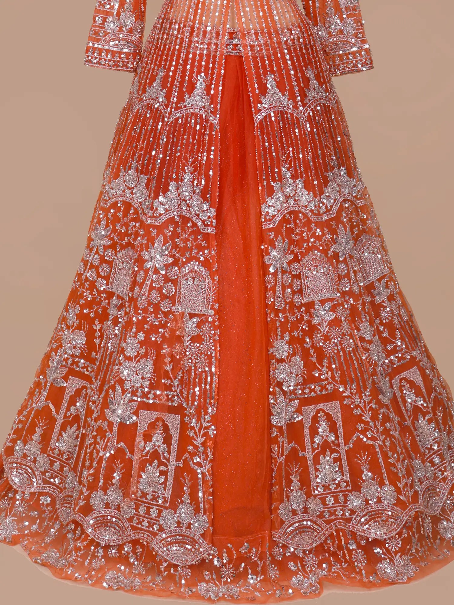 Exclusive Rust Orange Statement Indo Western Lehenga Collection Online