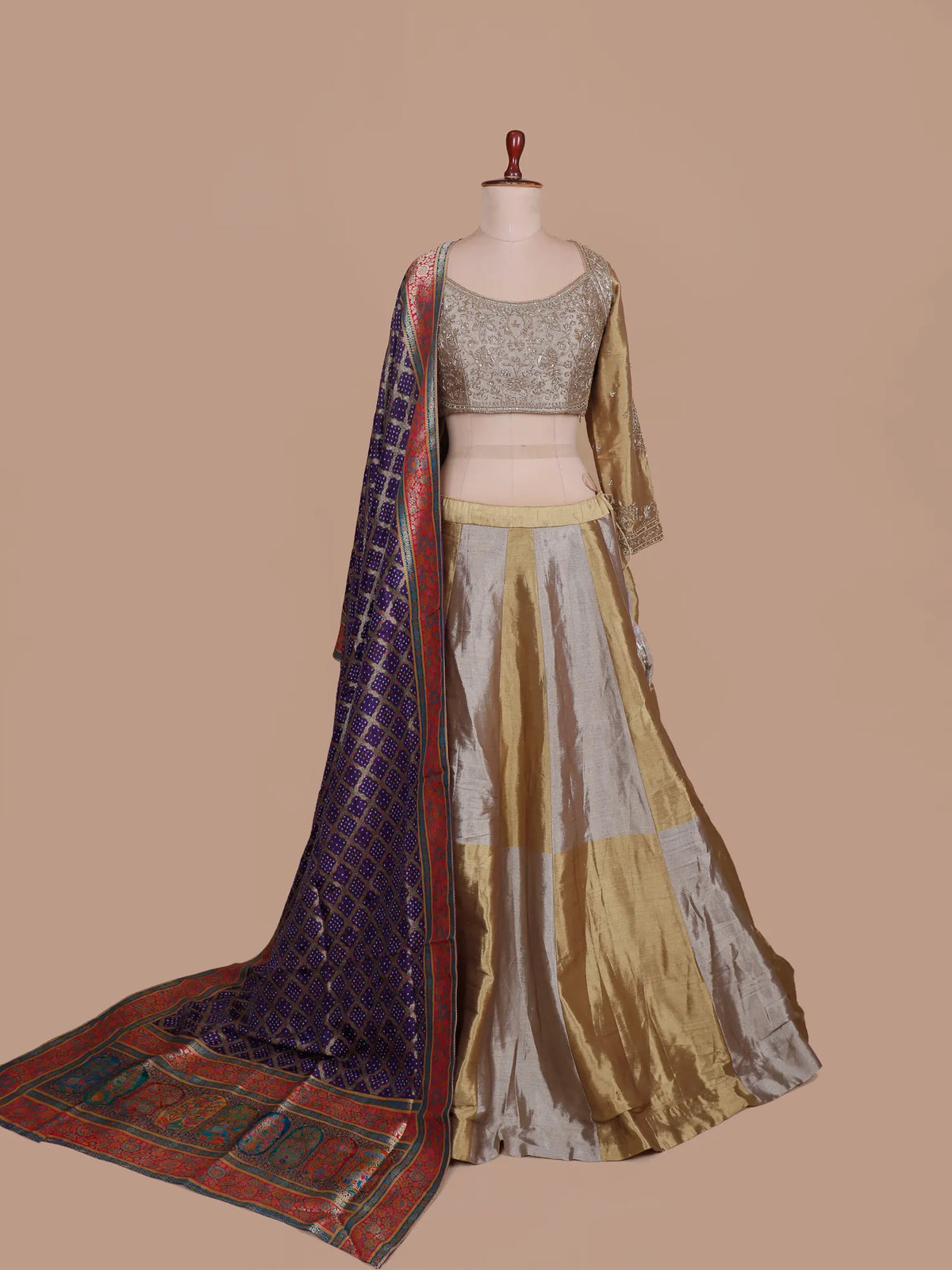 New Arrival Dual Tone Tissue Lehenga Choli With Zardosi And Diamond Work