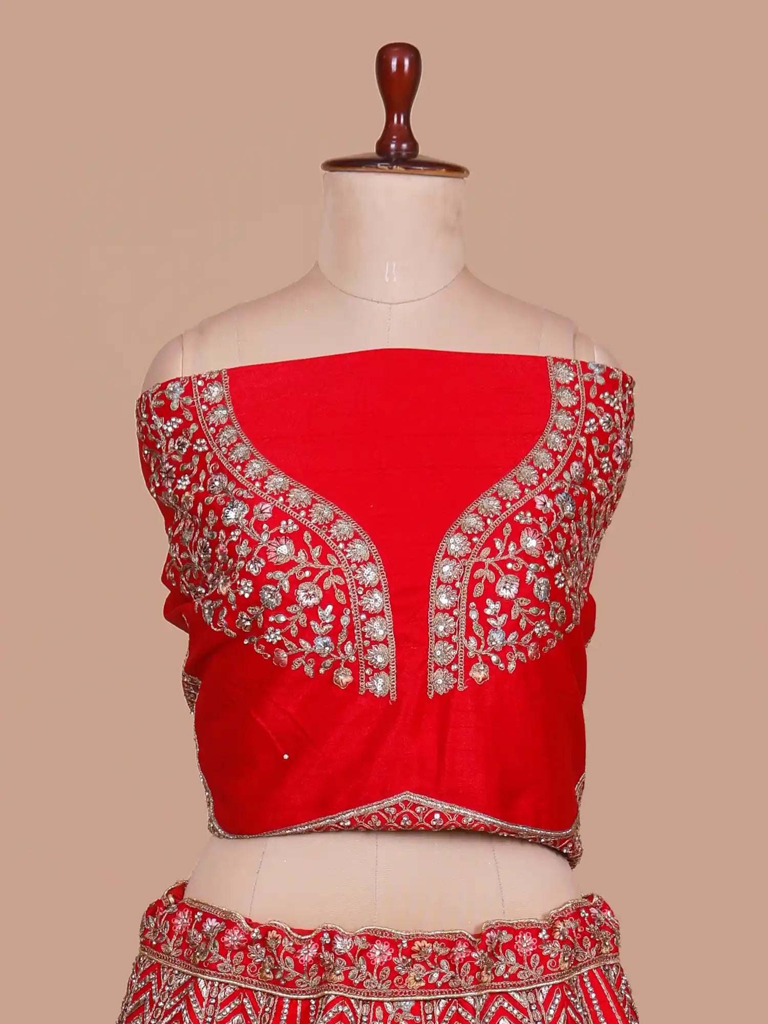 Buy Bridal Tradition Red Silk Lehenga With Elephant And Bride Doli Embroidery