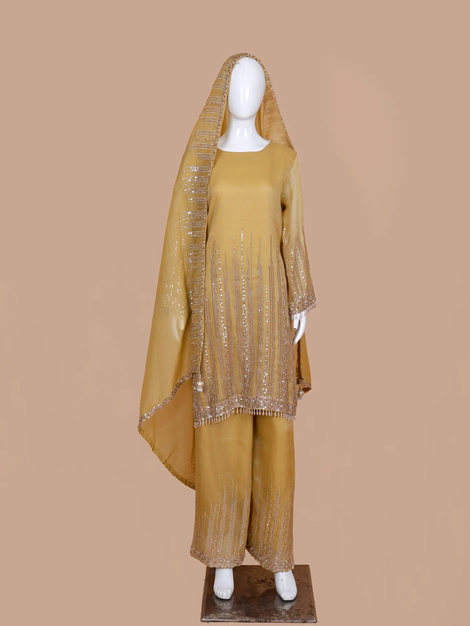 Shop Iconic Golden Organza Designer Salwar Suit For Wedding And Festive Wear