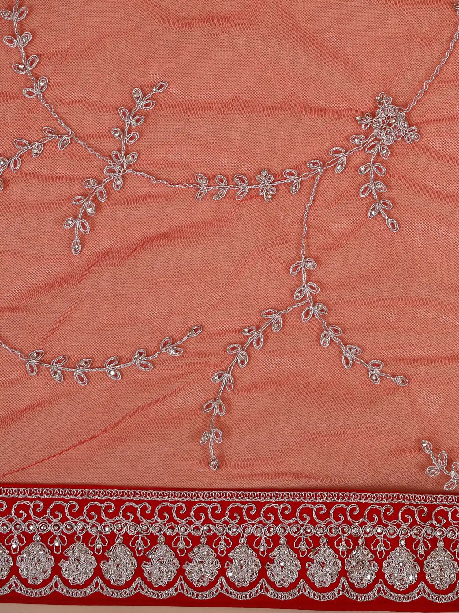 Get Trending Red Raw Silk Wedding Lehenga Multi Thread Diamond Work