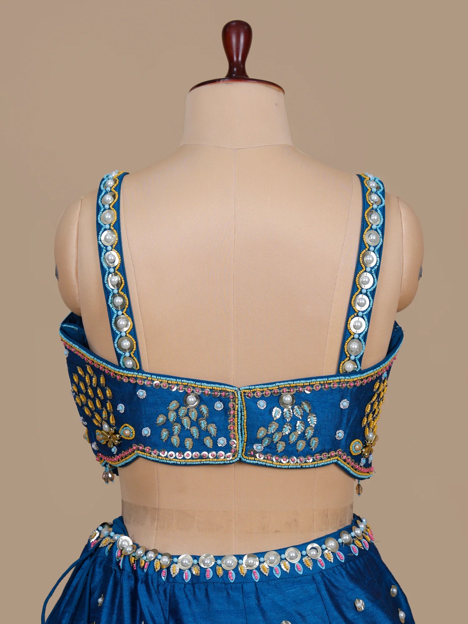 Shop Blue Raw Silk Pearl Sequins Work Latest Lehenga 2026