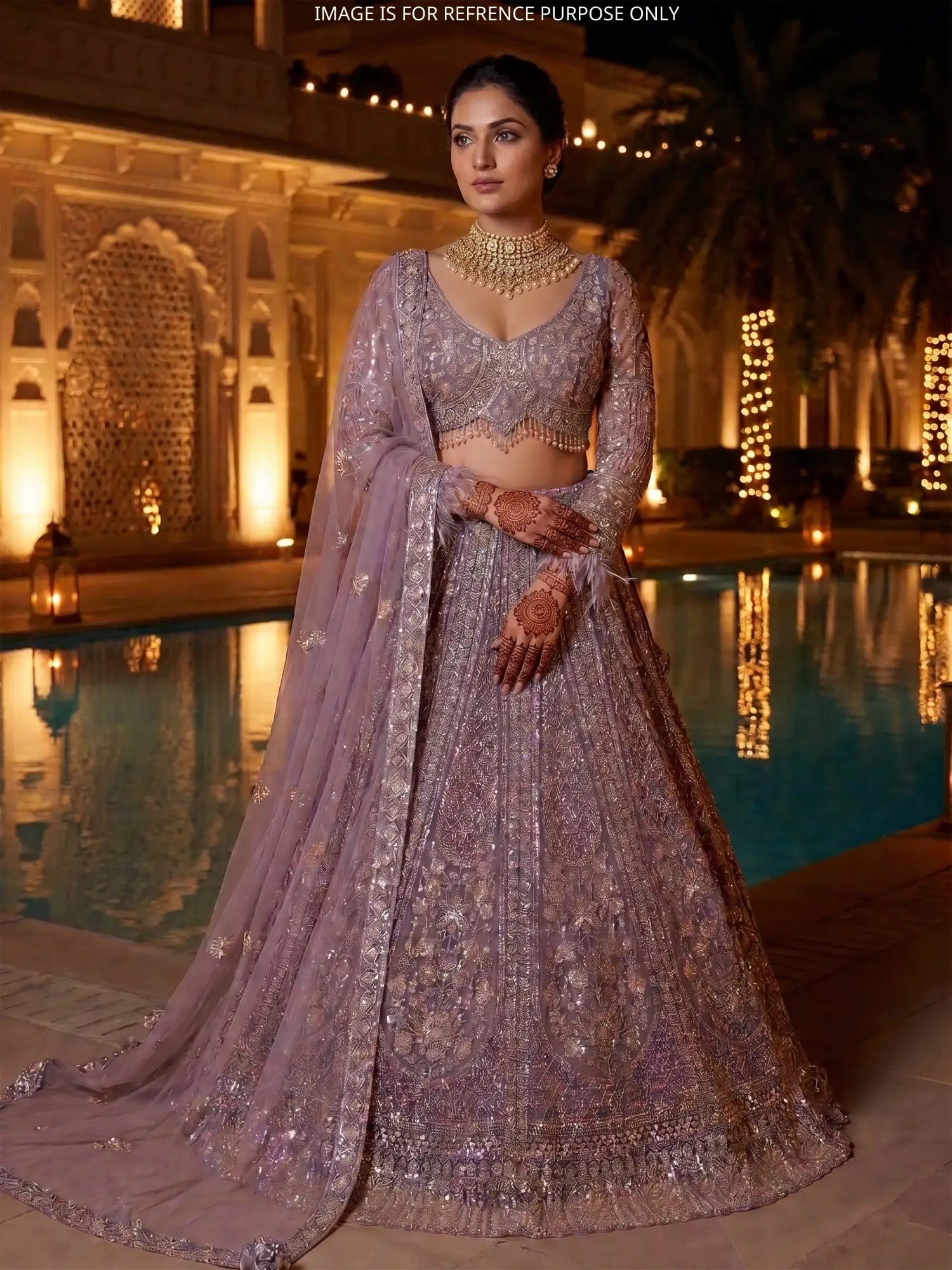 Trending Lavender Lehenga With Designer Sequins Work For Weddings
