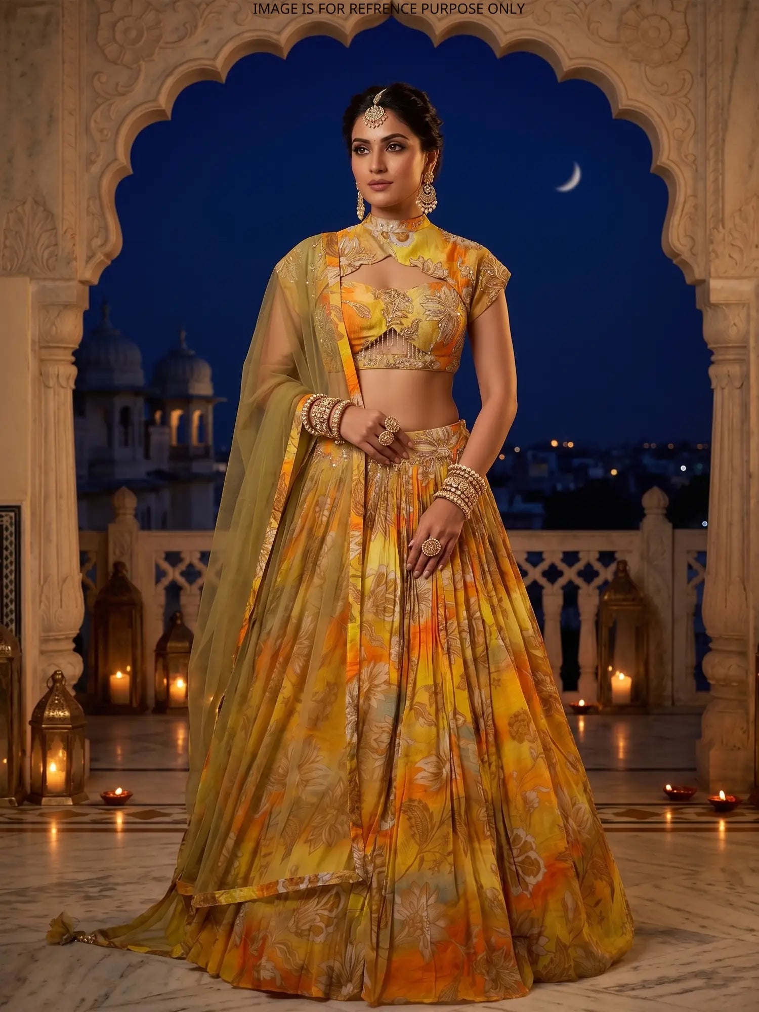 Trending Multi Color Crepe Silk Lehenga Choli Pearl Design