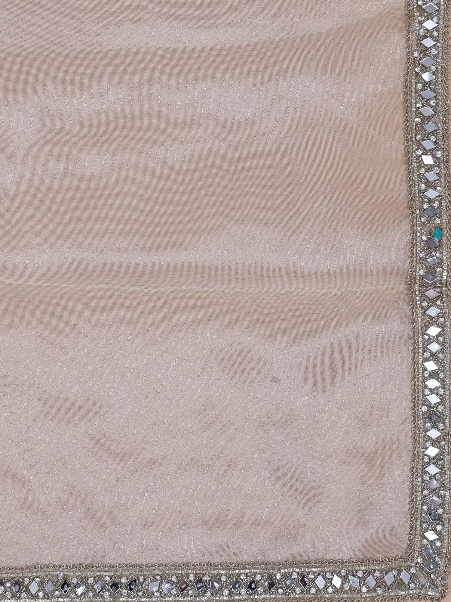 Trending Off White Shimmer Indo Western Lehenga With Resham Work