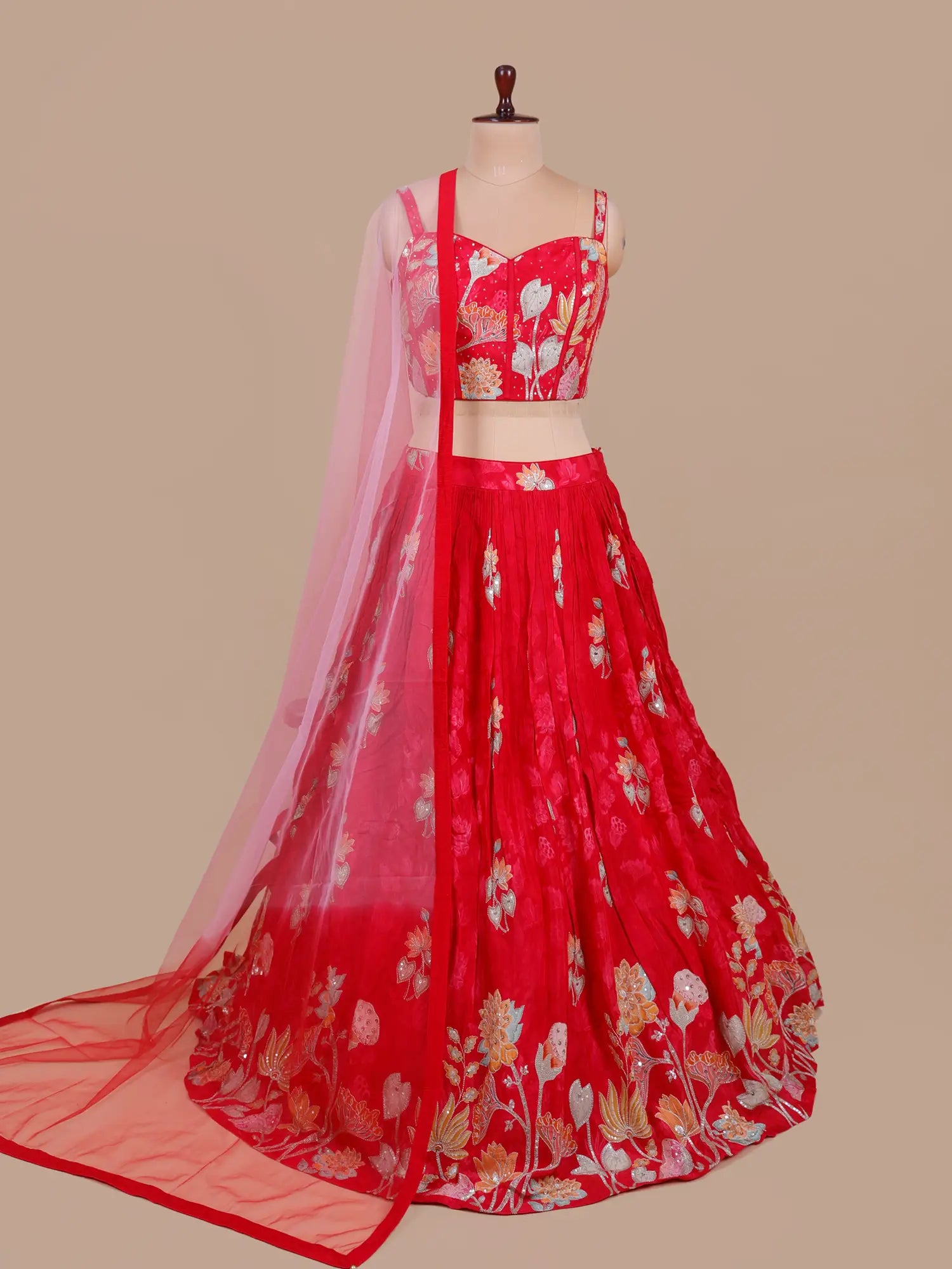 Rani Color Party Wear Crepe Silk Lehenga Diamond Design