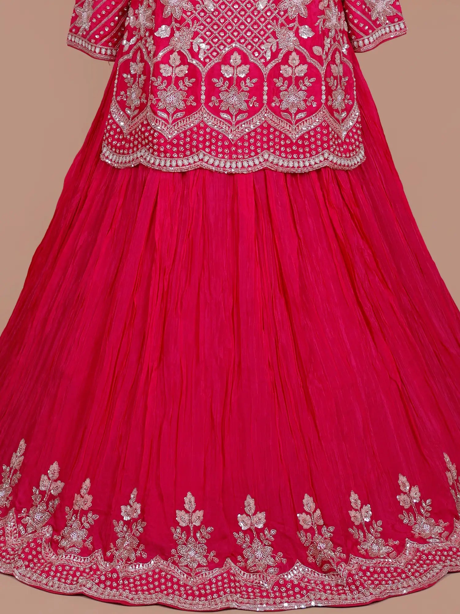 Buy Designer Rani Pink Peplum Lehenga Set For Wedding And Festive Wear