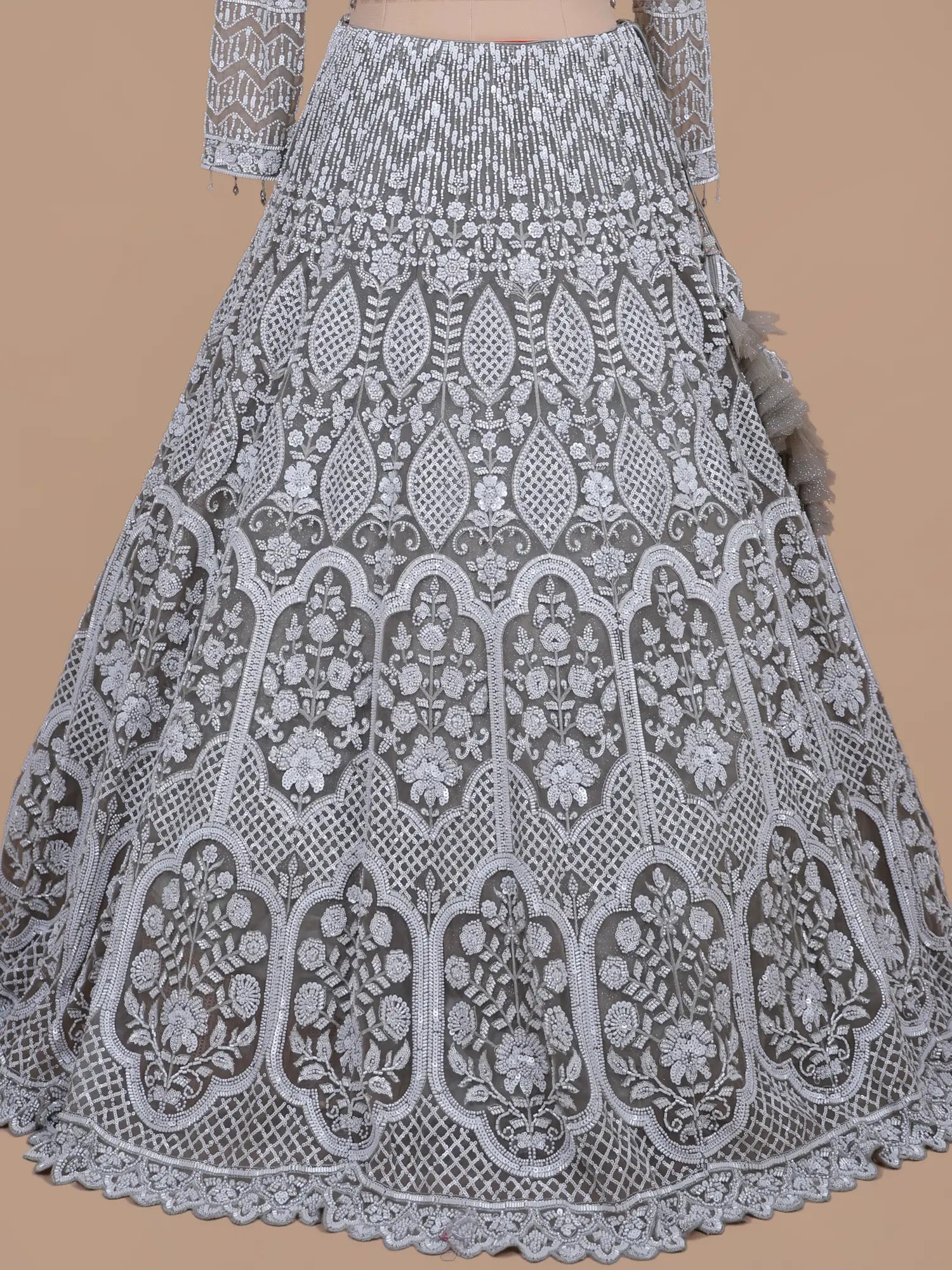 Buy Luxury Grey Net Sequins Party Wear Lehenga Online India