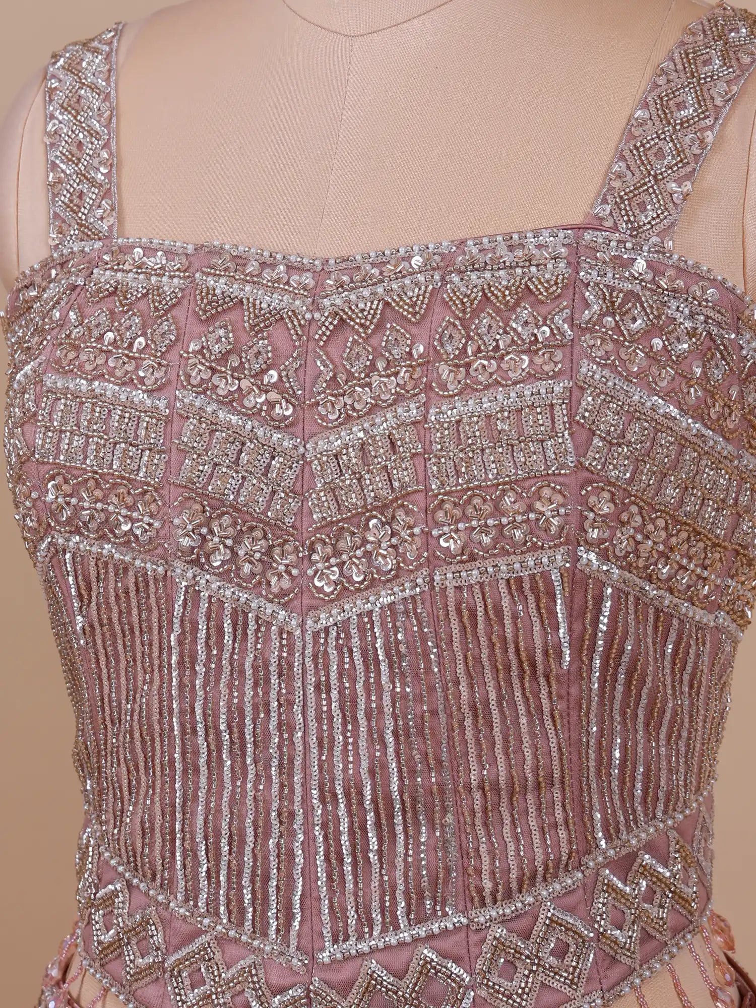 Onion Pink Fishcut Lehenga With Beads Work For Special Occasions