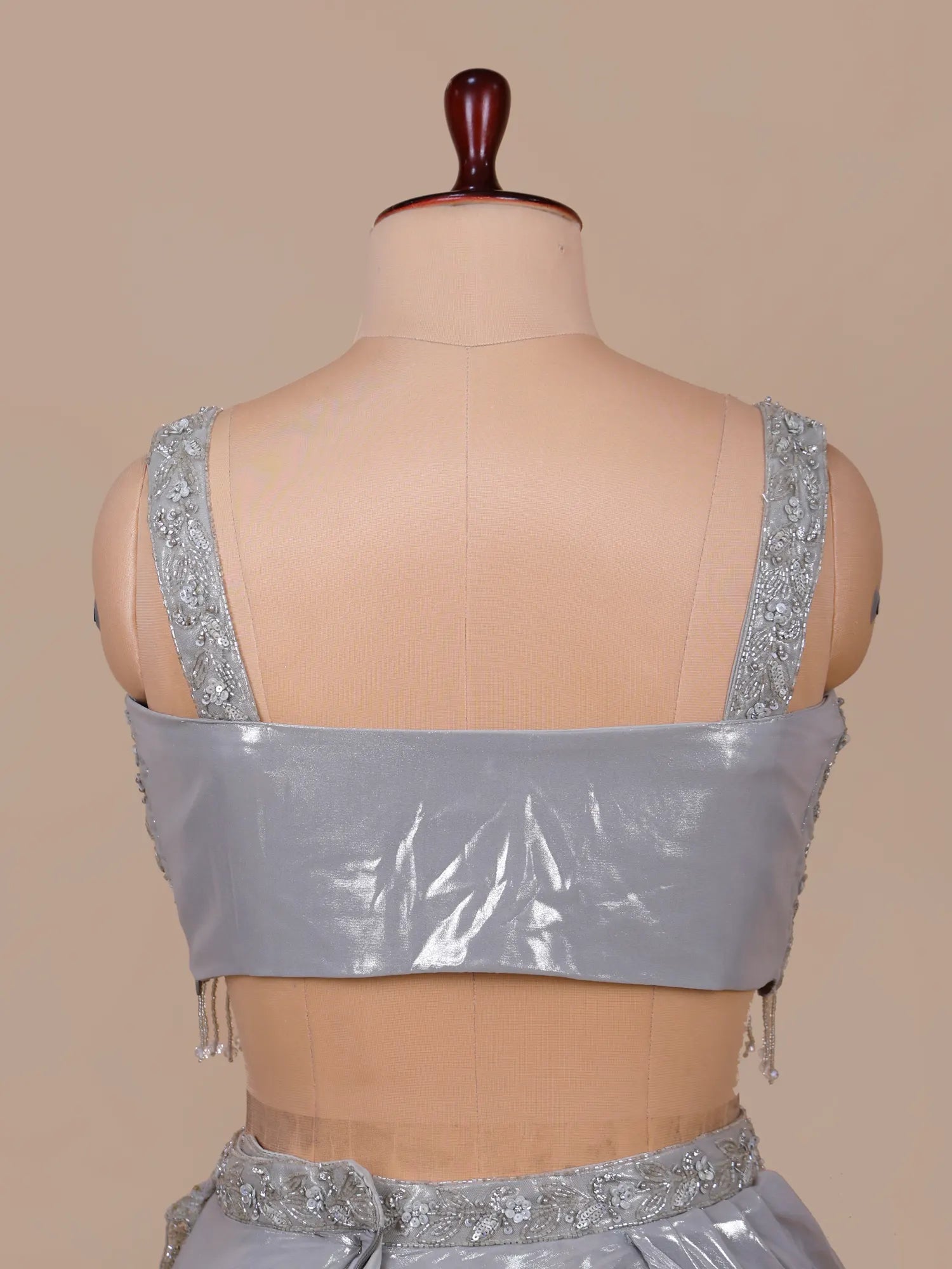 Designer Silver Tissue Party Wear Lehenga Pearl Sequins Work