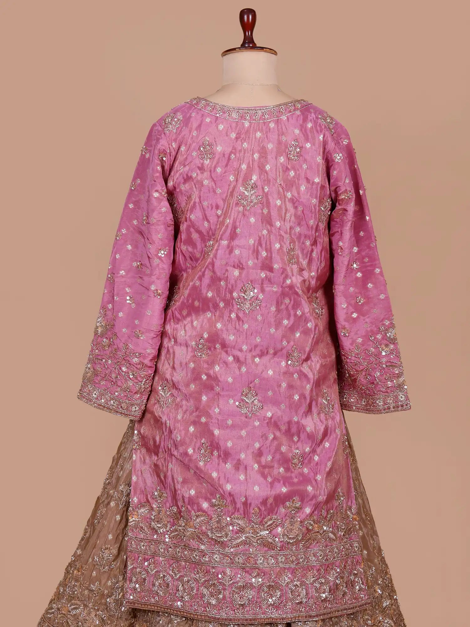 Find Dual Tone Farshi Lehenga In Shimmer Silk For Traditional Wear