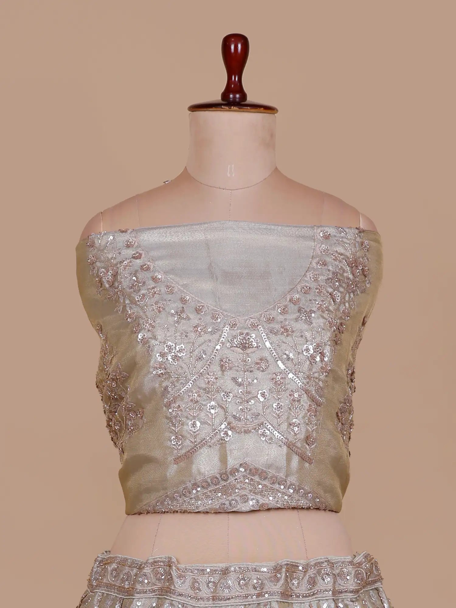 The Two Tone Edit Unstitched Silk Lehenga In Bead Cut Dana Embroidery