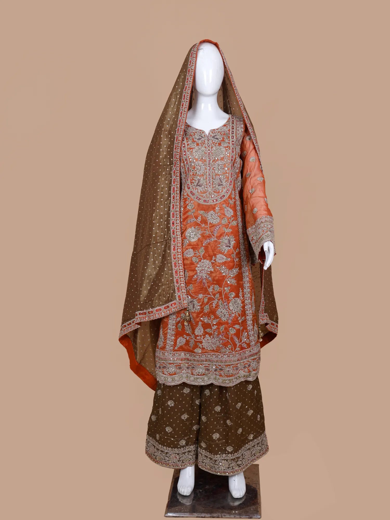 Luxury Dual Tone Organza Palazzo Suit For Premium Festive Wear