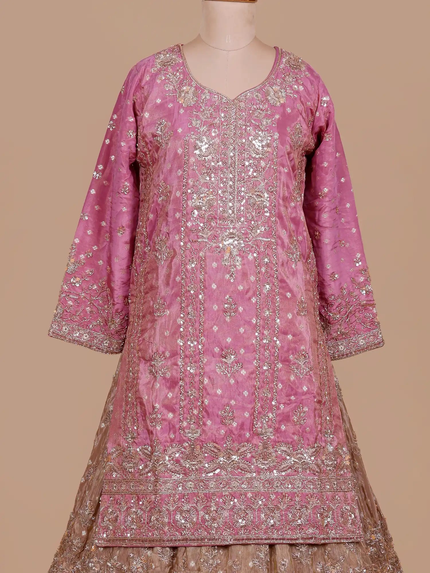 Find Dual Tone Farshi Lehenga In Shimmer Silk For Traditional Wear