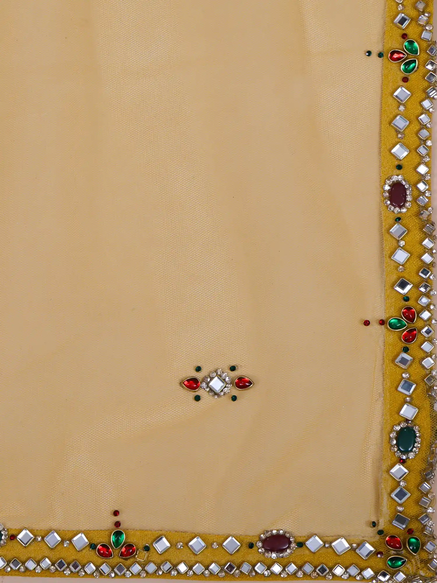 Buy Yellow Designer Haldi Lehenga Choli In Shimmer Silk With Crystal Brooch Glam
