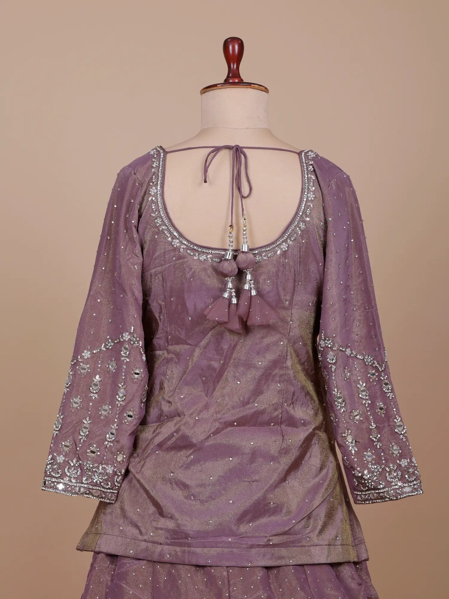 Modern Onion Pink Peplum Lehenga With Exclusive Mirror Embroidery
