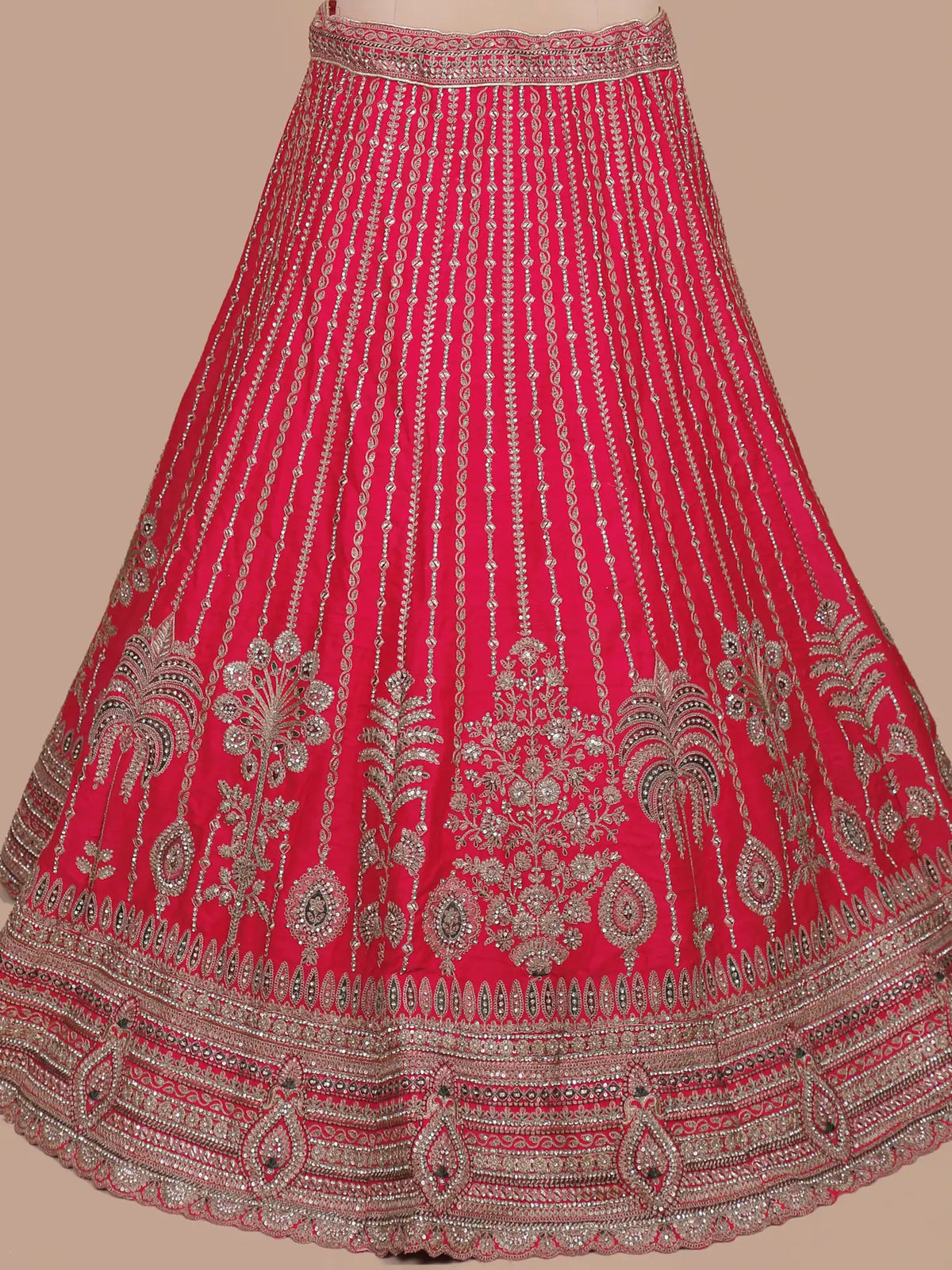 Grand Bridal Elegance Rani Pink Silk Lehenga with Floral Tree Work