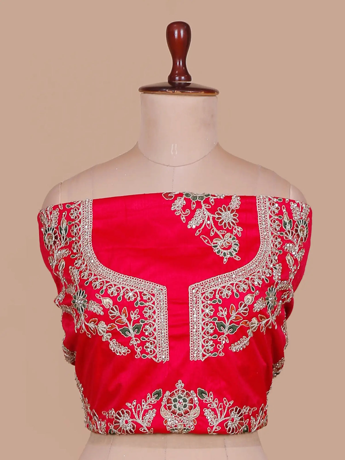 Red Silk Bridal Wedding Lehenga with Artistic Floral Embroidery Pattern