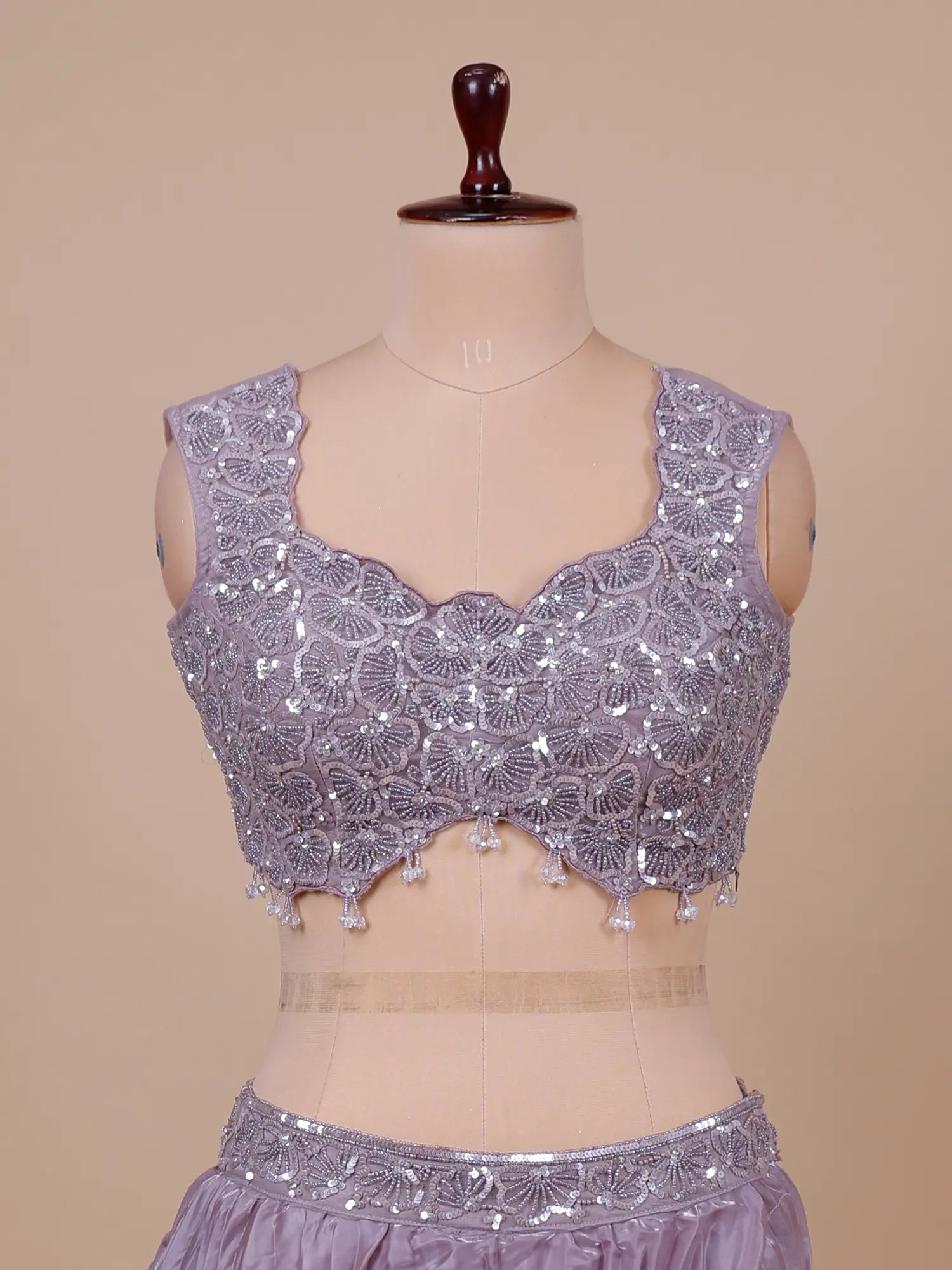 Designer Antique Onion Pink Organza Lehenga With Pearl Work