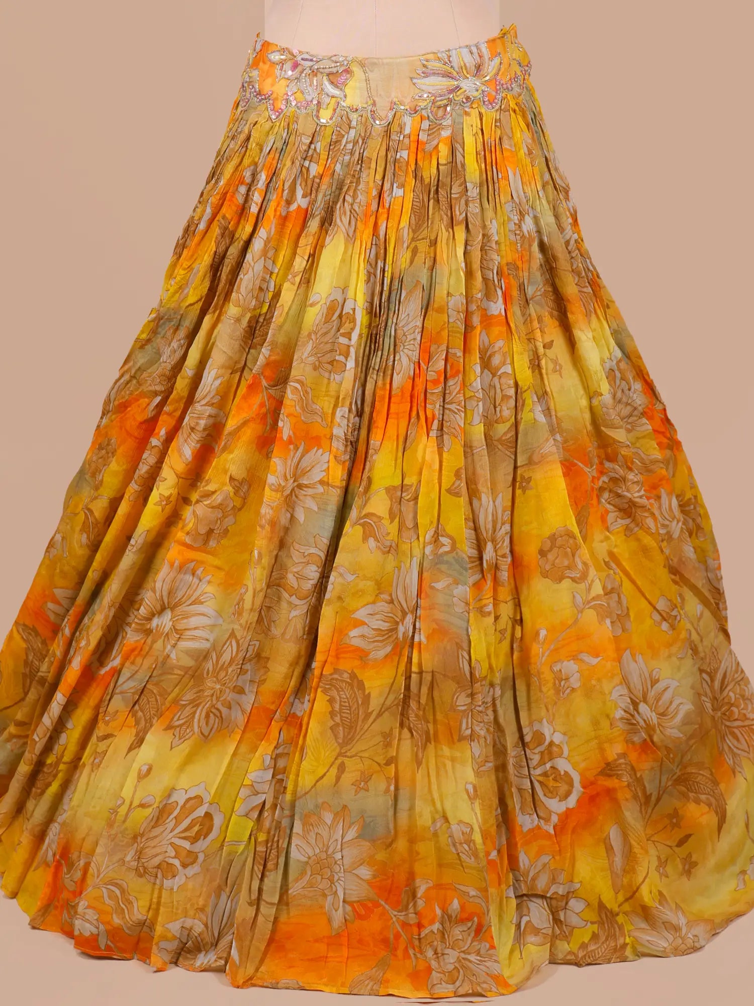 Trending Multi Color Crepe Silk Lehenga Choli Pearl Design