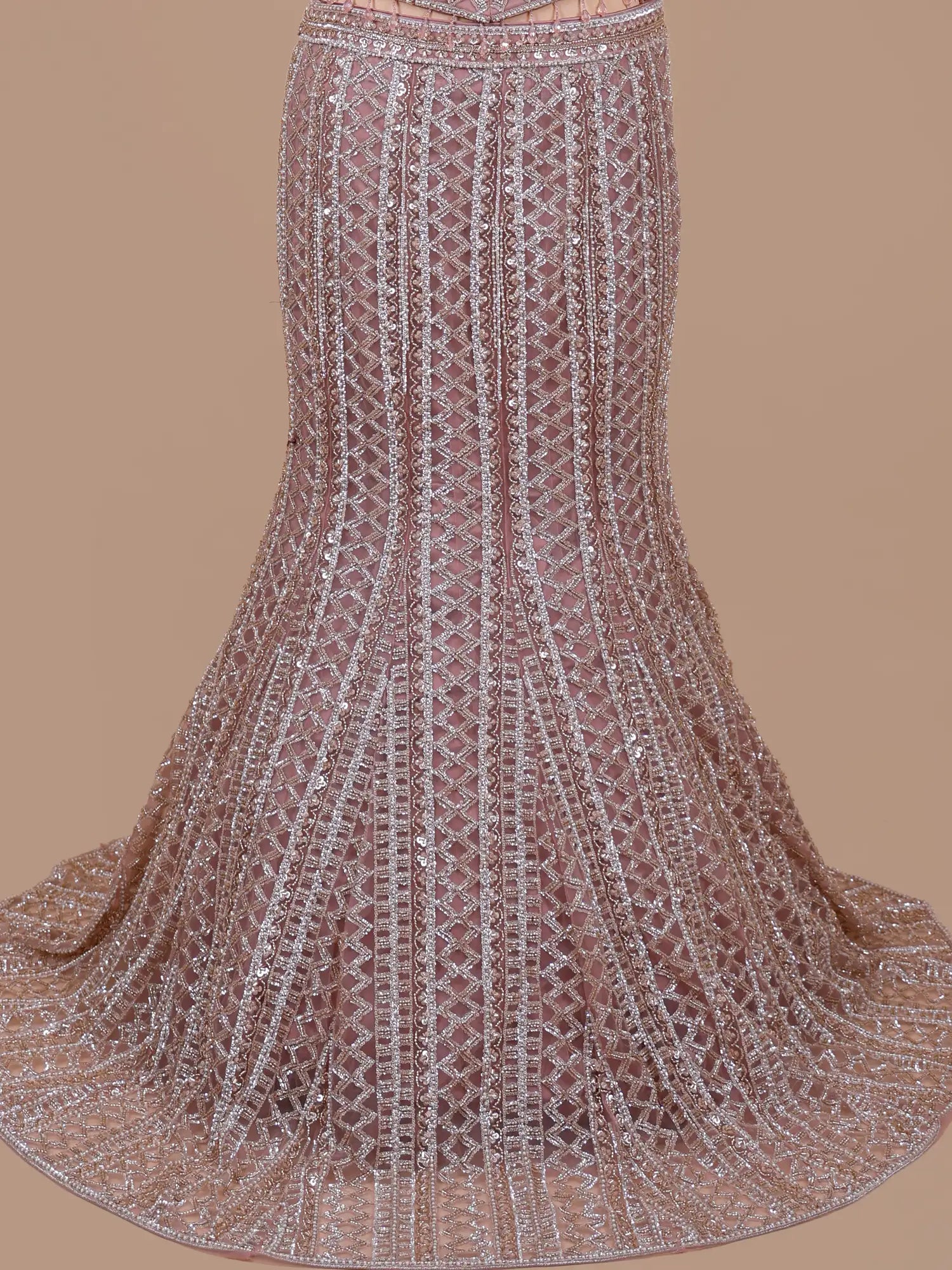 Onion Pink Fishcut Lehenga With Beads Work For Special Occasions