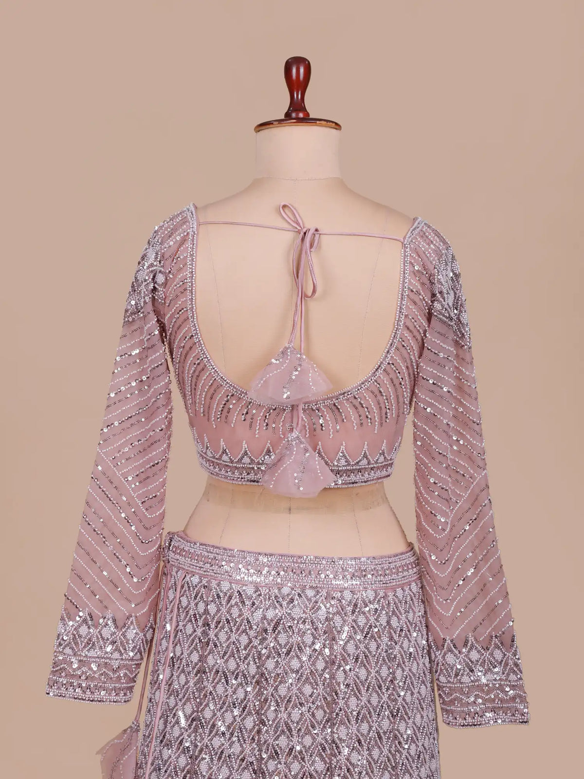 Onion Pink Embellished Mermaid Lehenga With White Pearl Beads And Moti