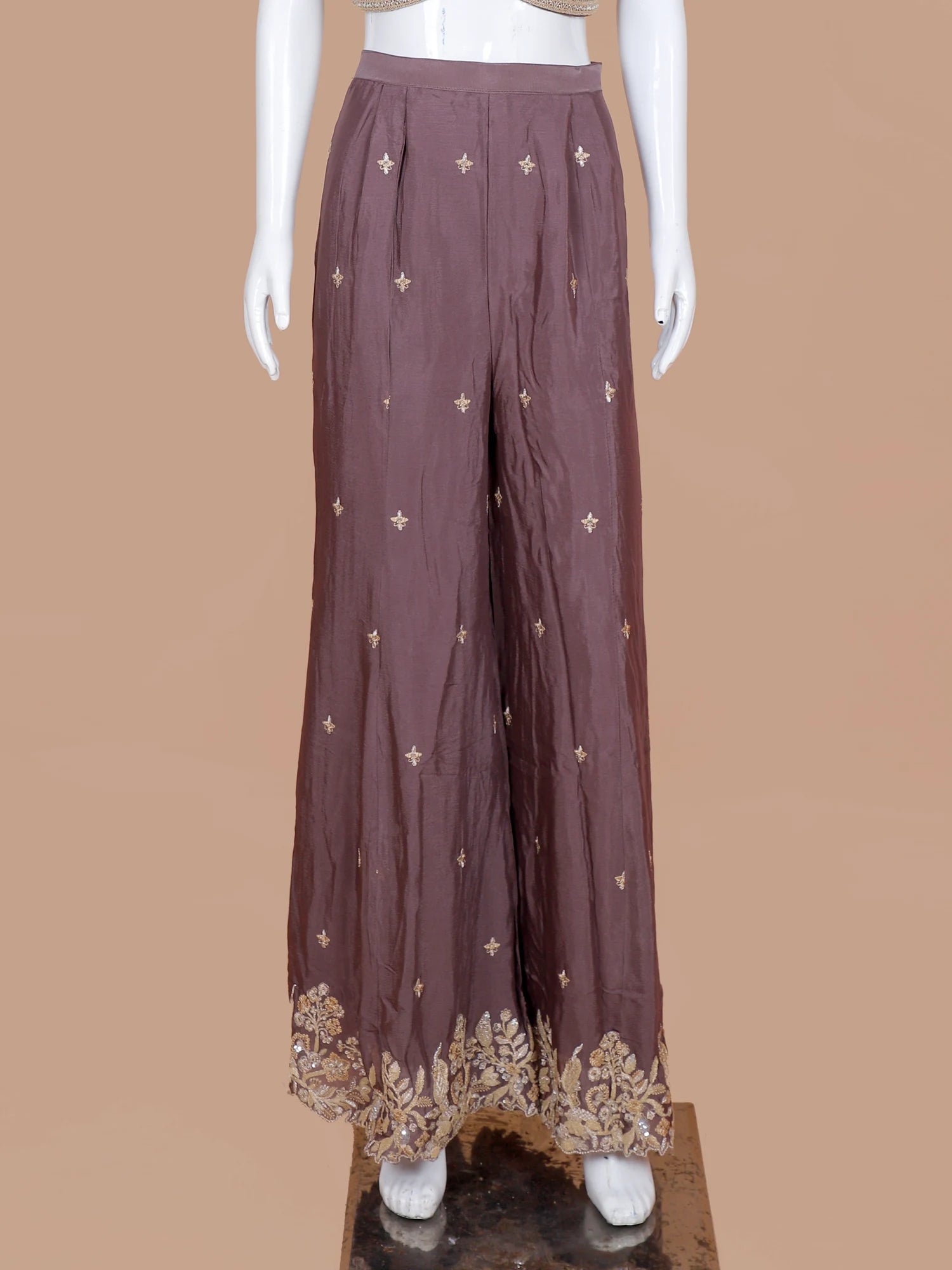Buy Wine Chinon Indo Western Palazzo Suit Showcasing Intricate Sequin Dori Work