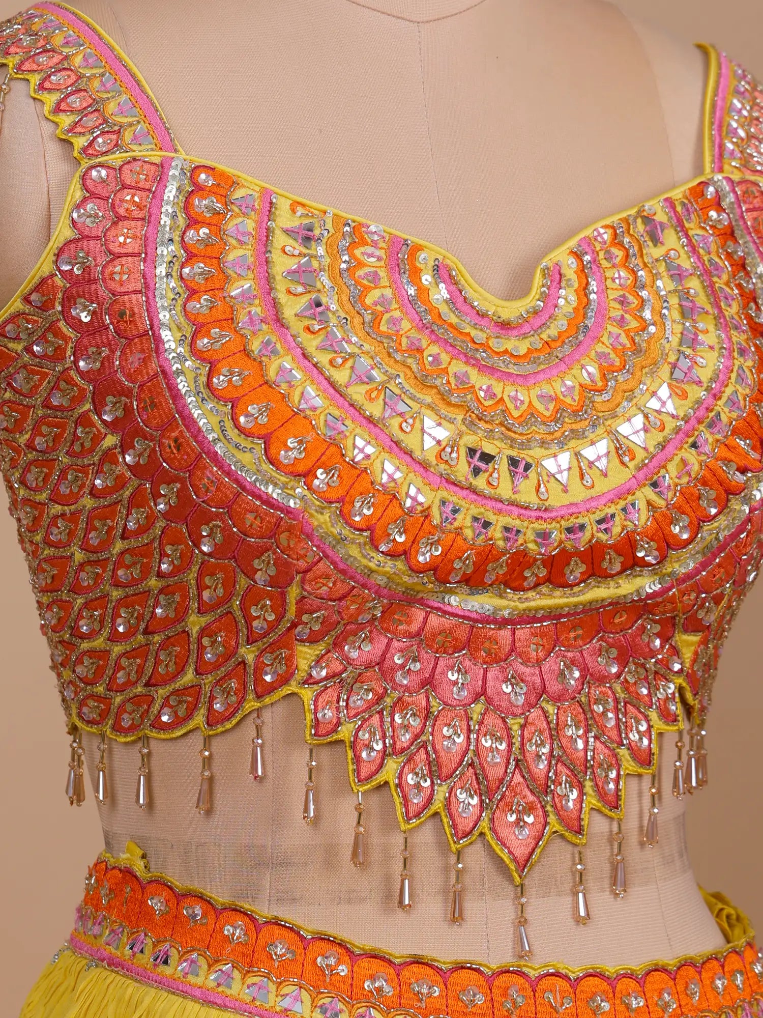 Buy Affordable Yellow Georgette Lehenga With Machine Work