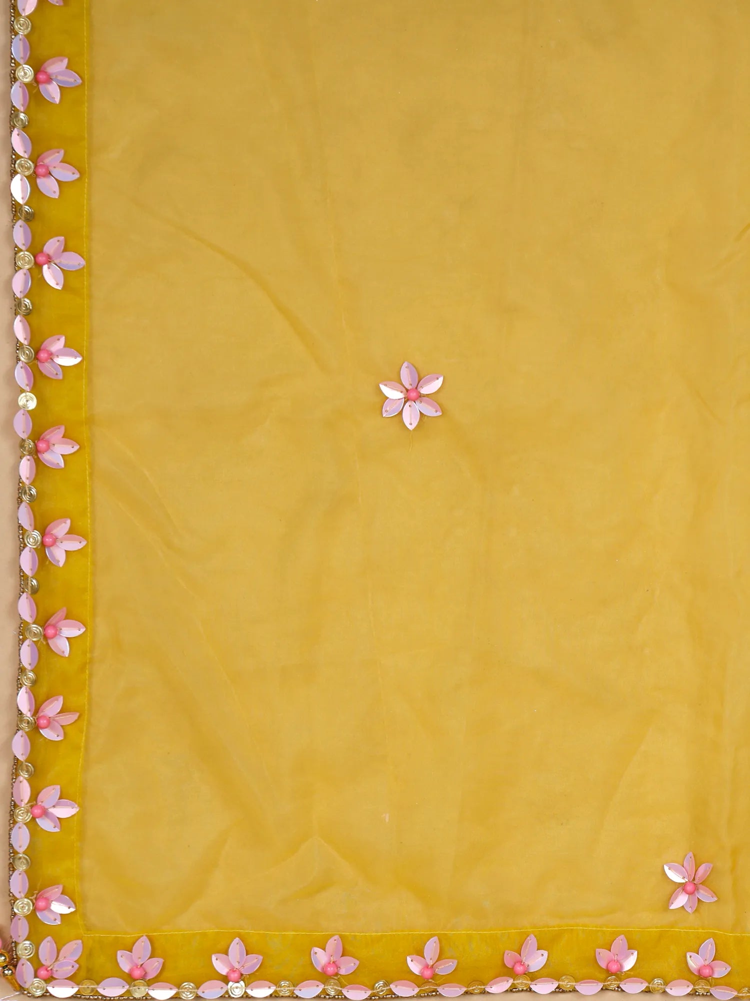 Buy Yellow Raw Silk Sequins Pearl Work Haldi Lehenga Online
