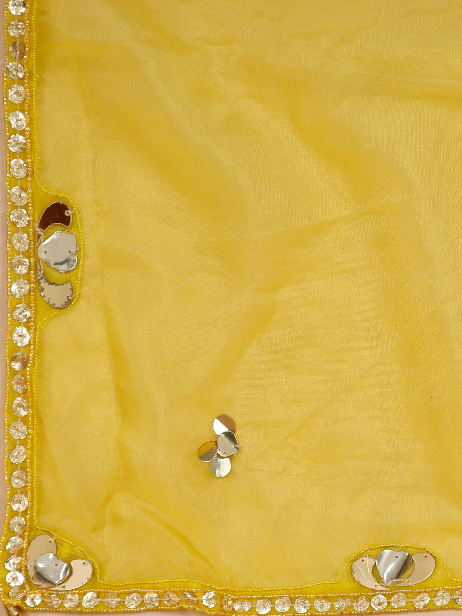 Bridal Haldi Yellow Silk Lehenga with Beads Work