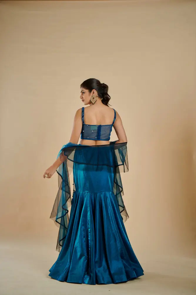 Beautiful Blue Handwork Indo Western Design Indo Western