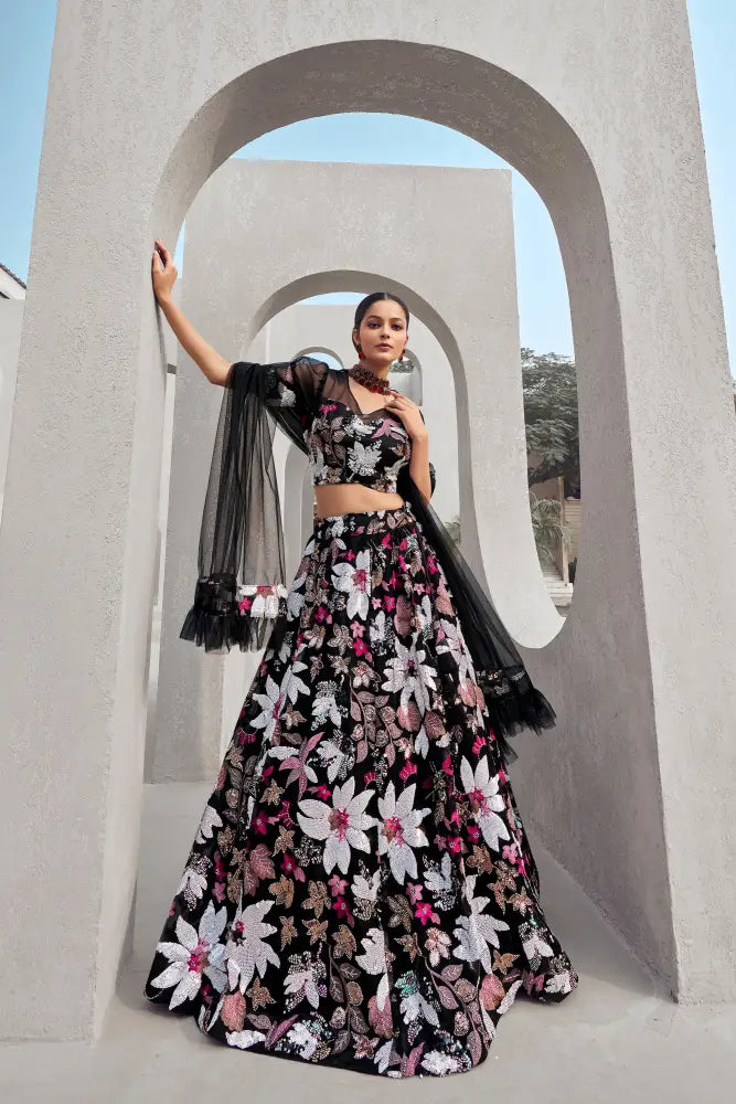 Black Net Saree Sequin Dazzle For Unforgettable Nights Saree
