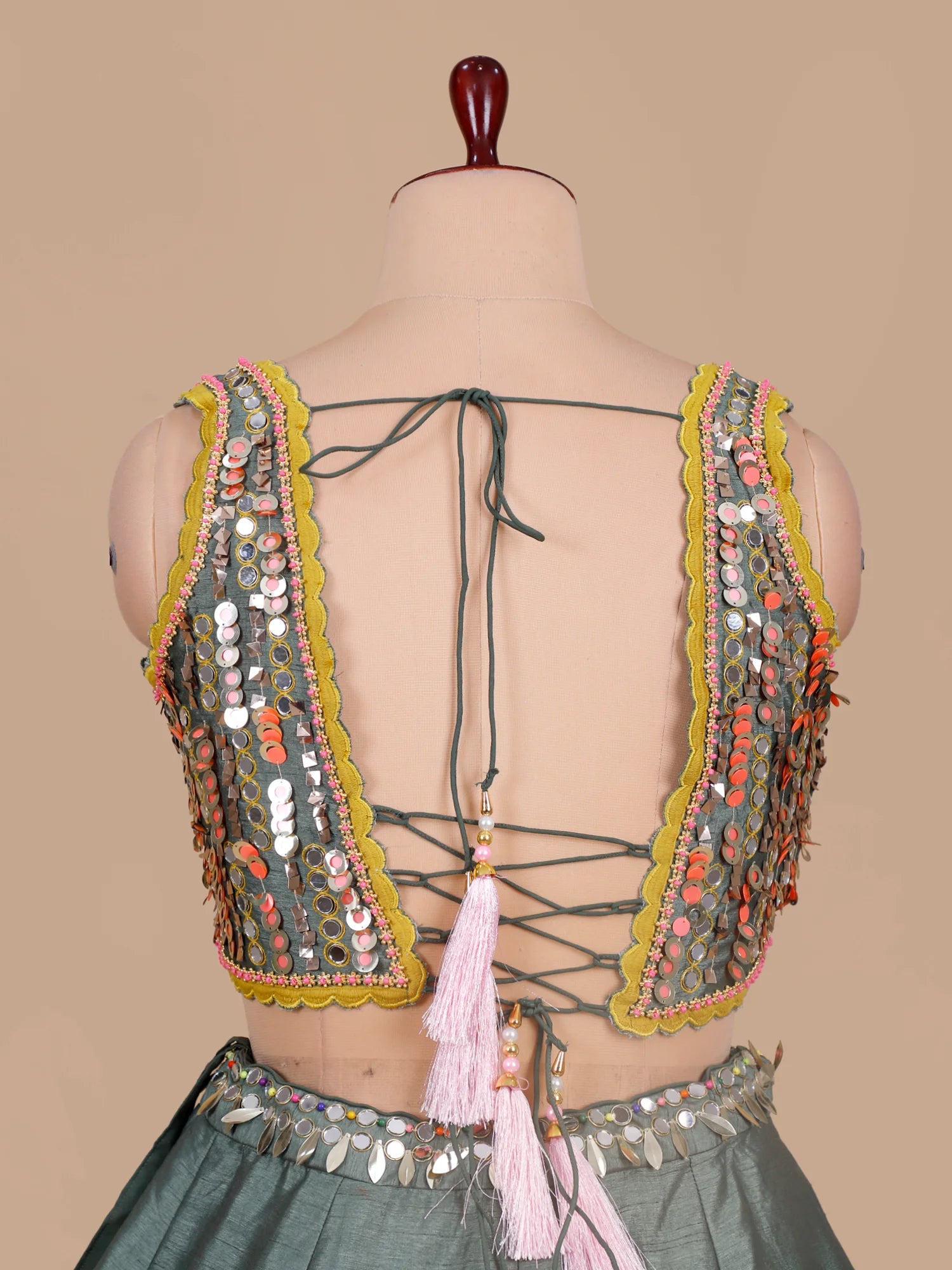 Charcoal Green Bollywood Style Party Wear Lehenga