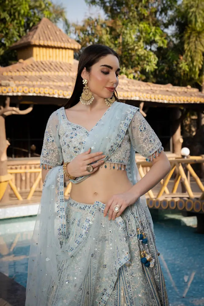 Chic Sky Blue Lucknowee Lehenga For A Modern Ethnic Vibe Lehenga