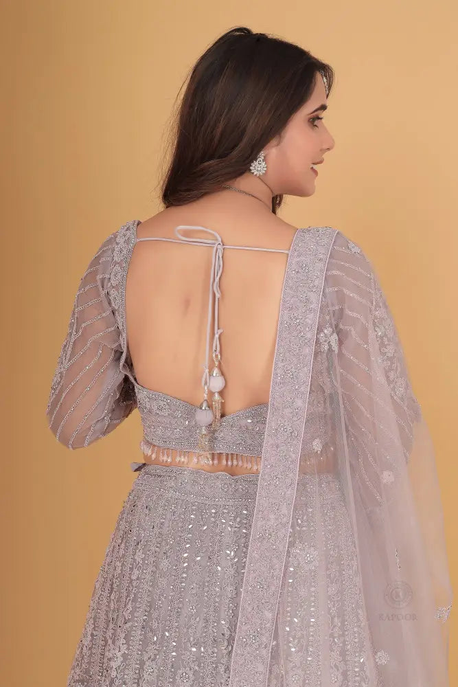 Designer Light Purple Lehenga With Hand Embroidery Sequin And Jarkan Work
