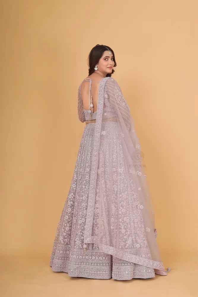 Designer Light Purple Lehenga With Hand Embroidery Sequin And Jarkan Work