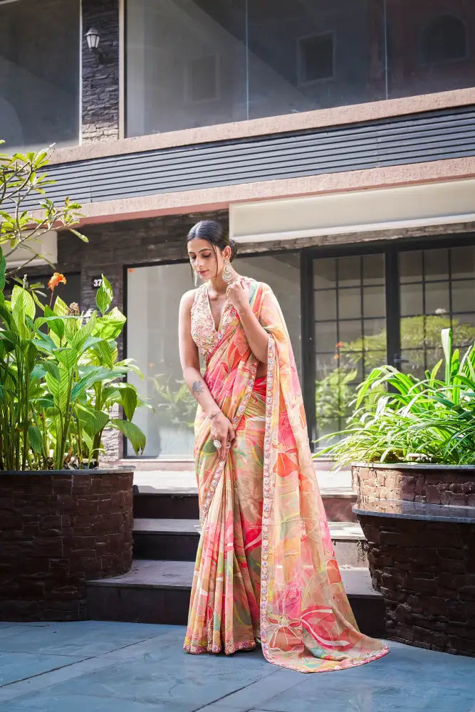 Designer Multi-Color Bandhani Saree With High-End Finishing Saree