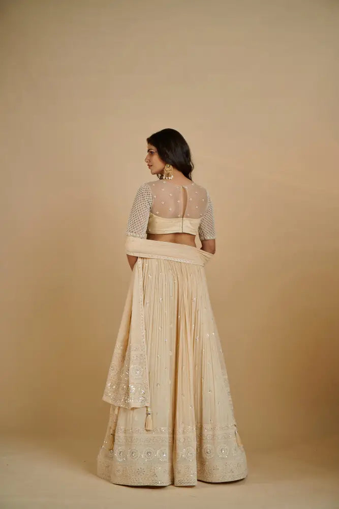 Exclusive Handcrafted Light Gold Lehenga For Grand Occasions Lehenga