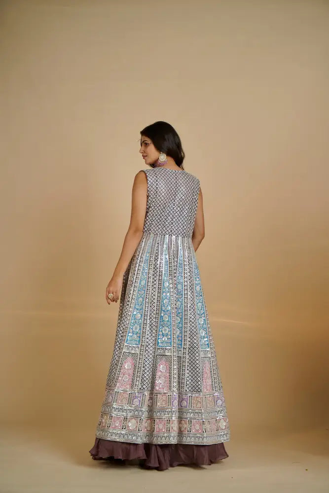 Fancy Party Wear Indo Western In Net With Unique Multi Work Highlights Indo Western