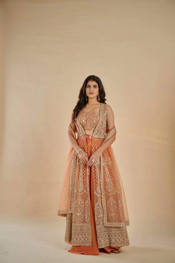 Handcrafted Light Pink Indo Western Outfit Now Indo Western
