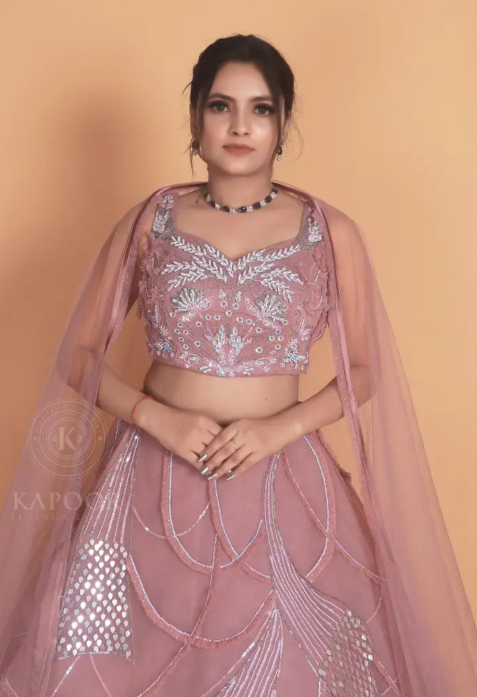 Pink Designer Gown With Premium Net And Exclusive Handwork