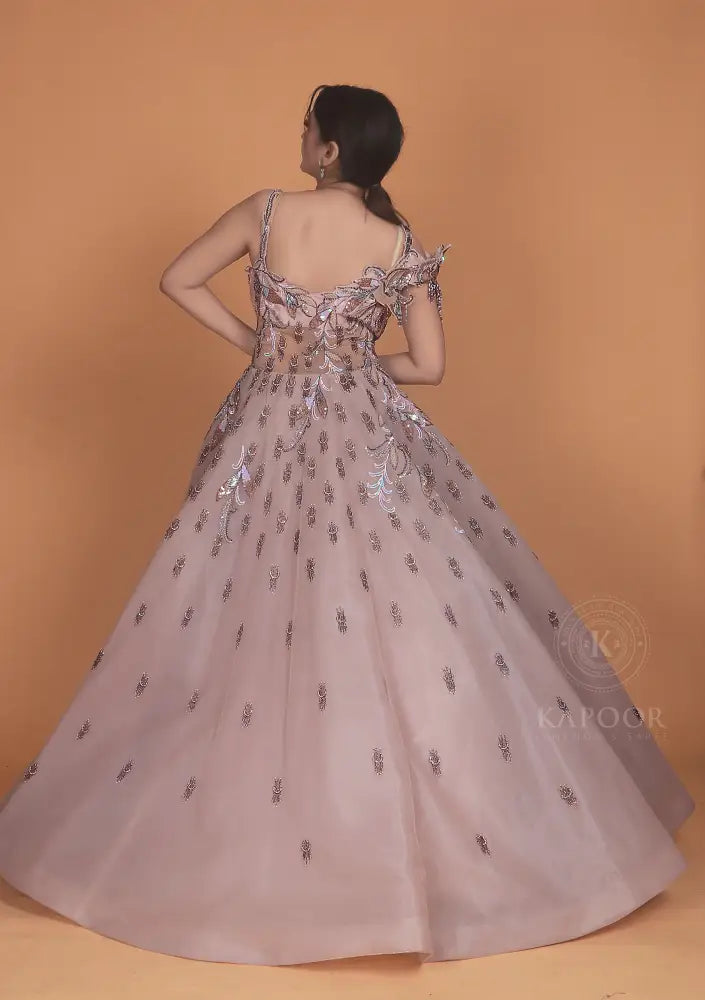Premium Designer Bollywood Inspired Pink Gown With Exclusive Handwork Jimmy Choo Fabric