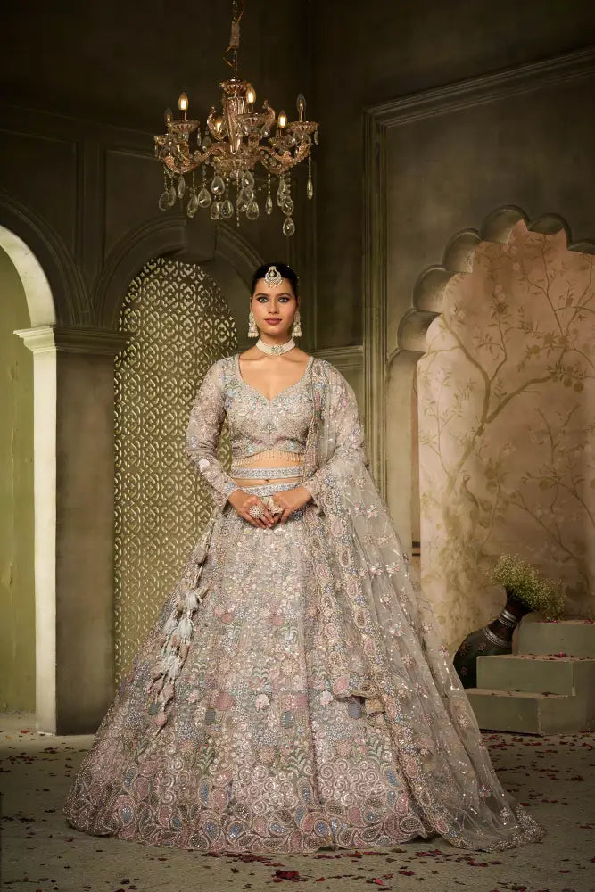 Premium Multi-Color Net Lehenga With Dupatta For A Regal Look Lehenga
