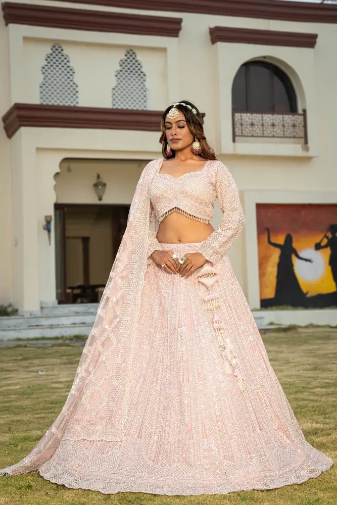 Princess Look With This Pink Net Lehenga With Dupatta Lehenga