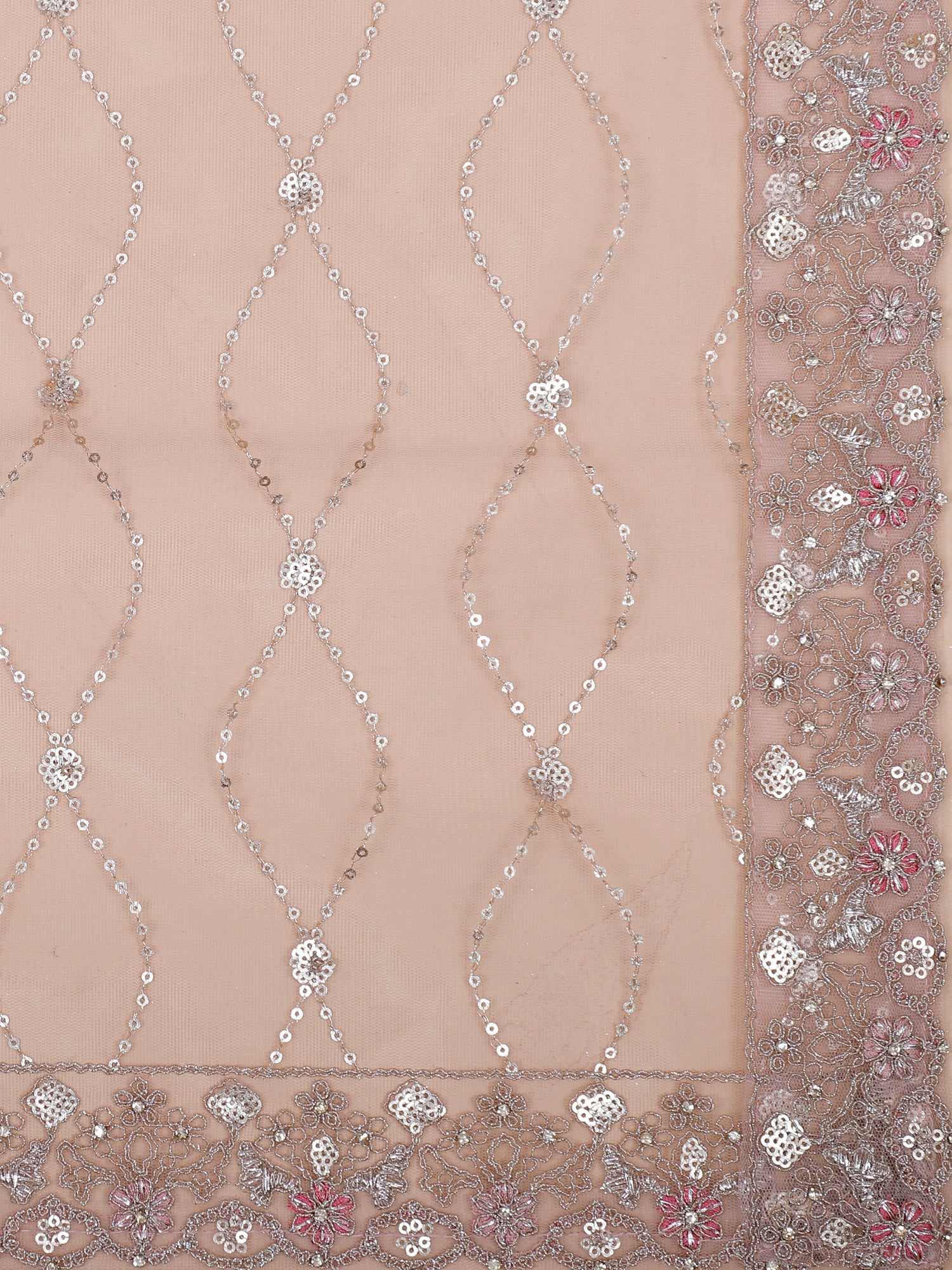 Onion Pink Sea Pearl Lehenga with Jarkan &amp; Embroidery