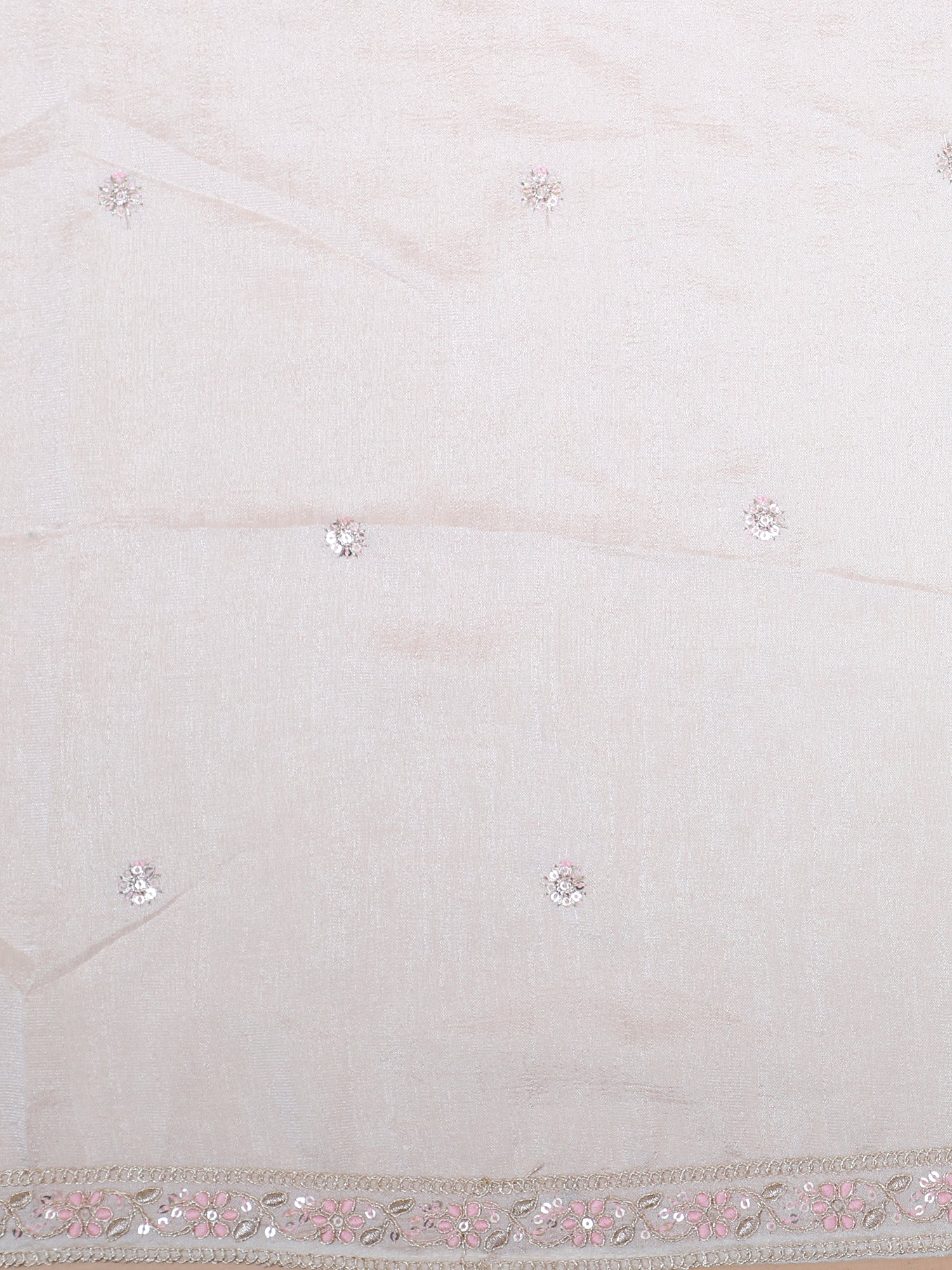 White Silk Casual Gown with Embroidery