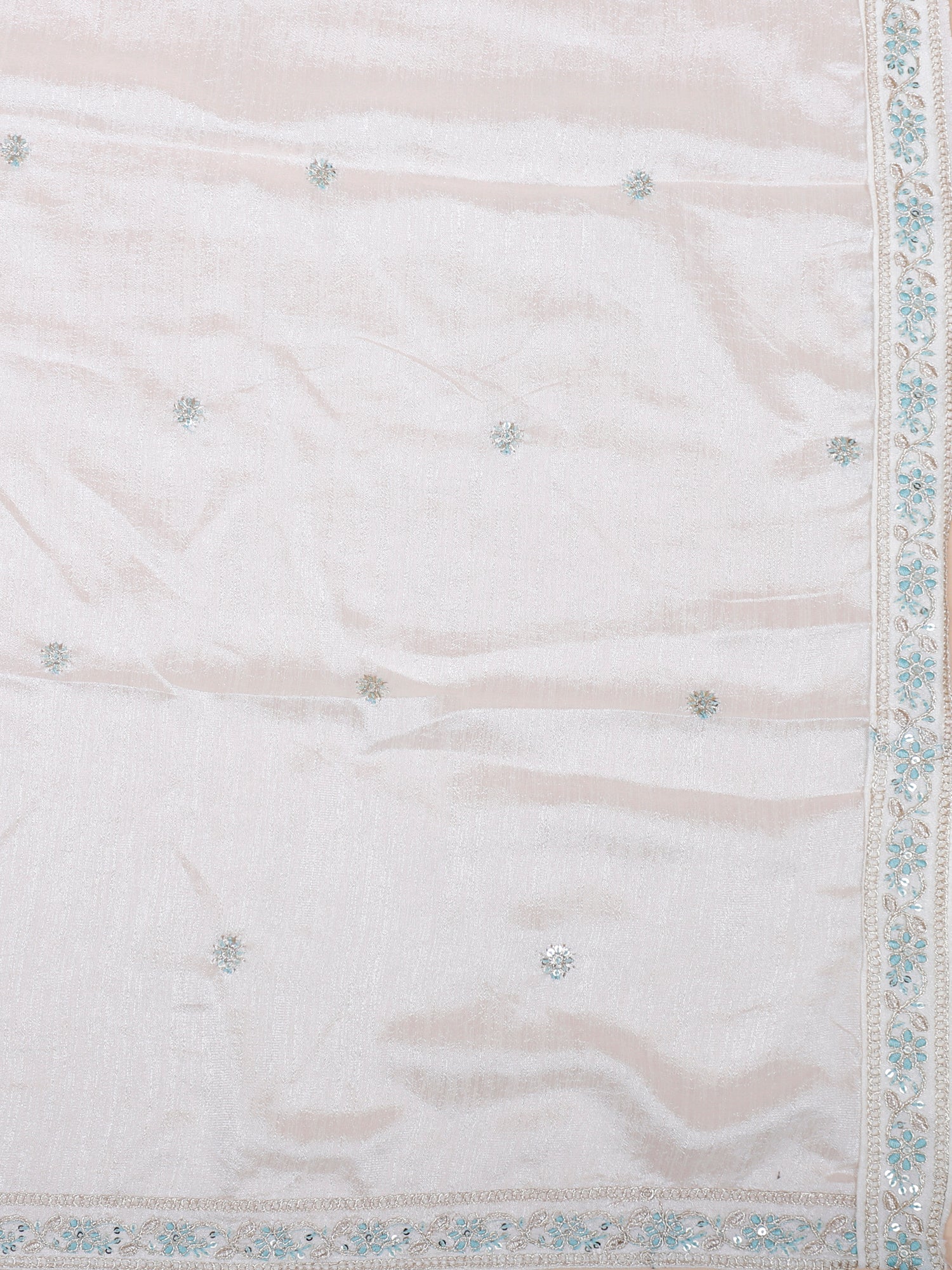 White Minimal Silk Gown with Thread Embroidery