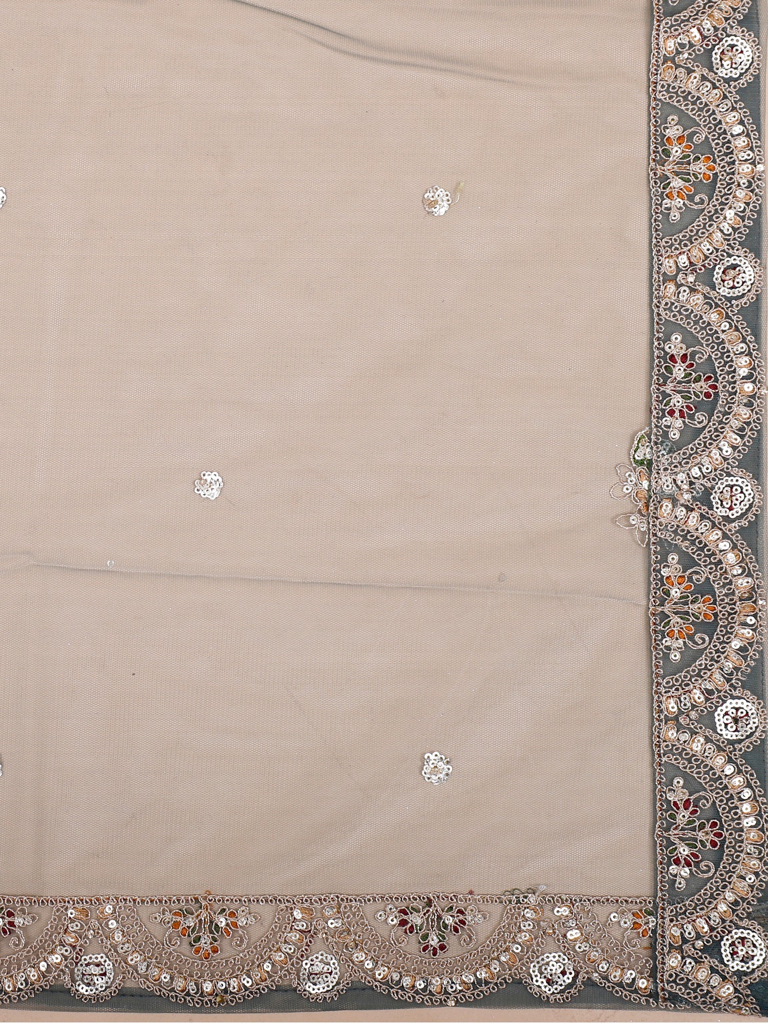 Indigo Elegance Net Multi-Thread Embroidery &amp; Jarkan Lehenga